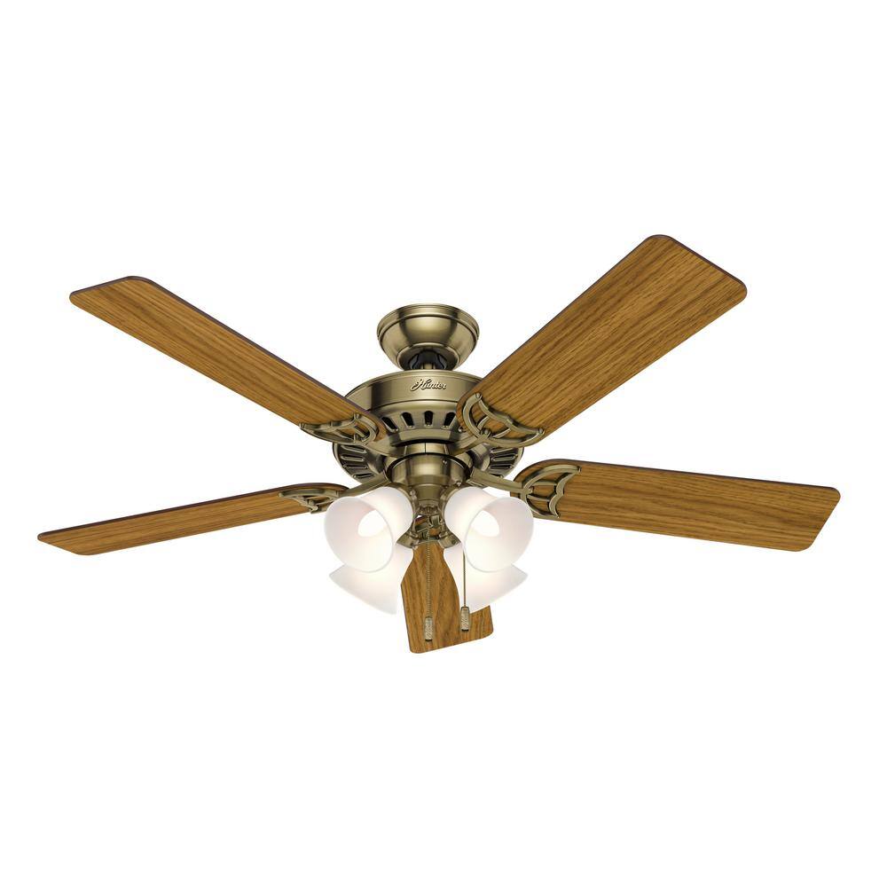 Hunter Studio Series 52" Antique Brass Ceiling Fan with LED Light Kit