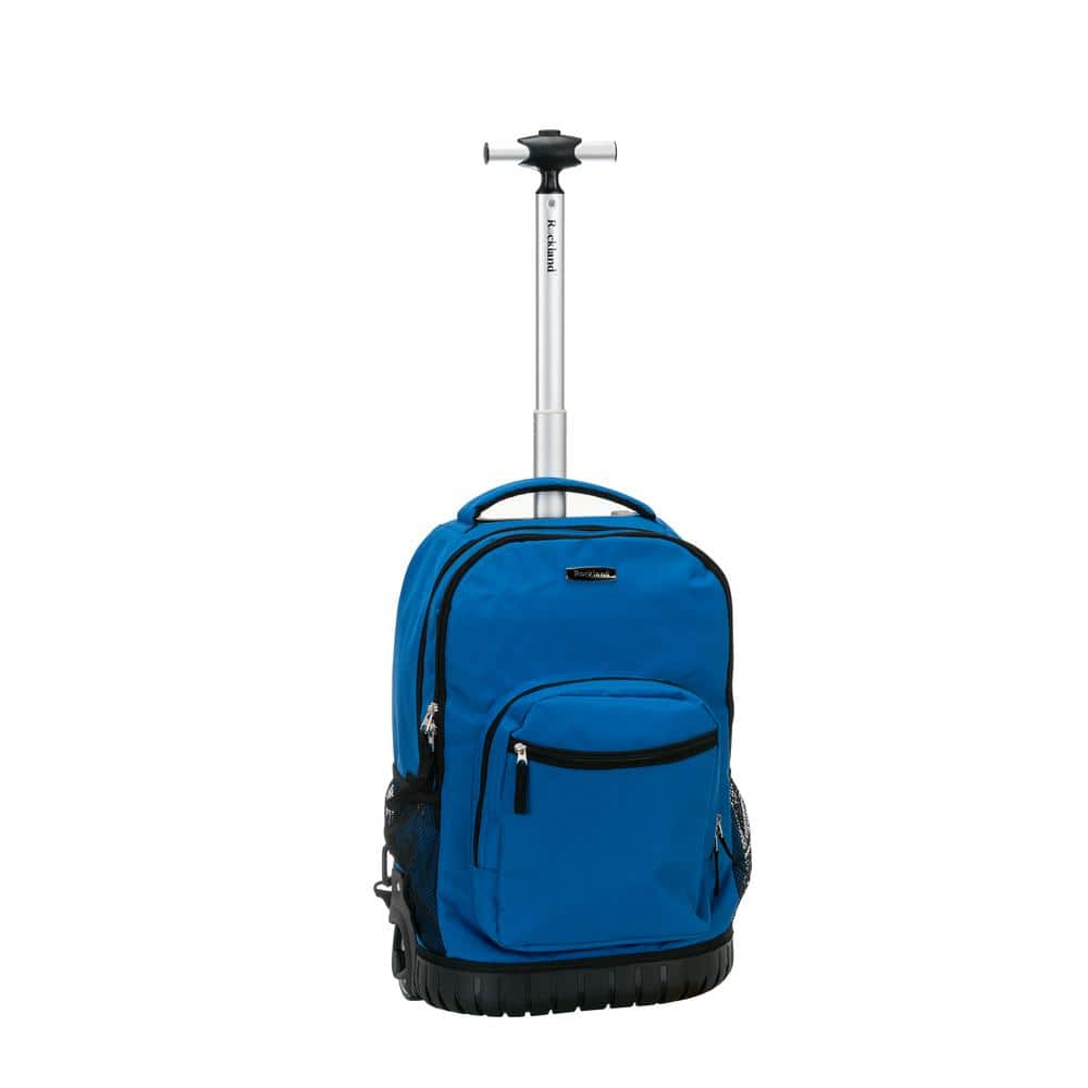 Blue top rolling backpack