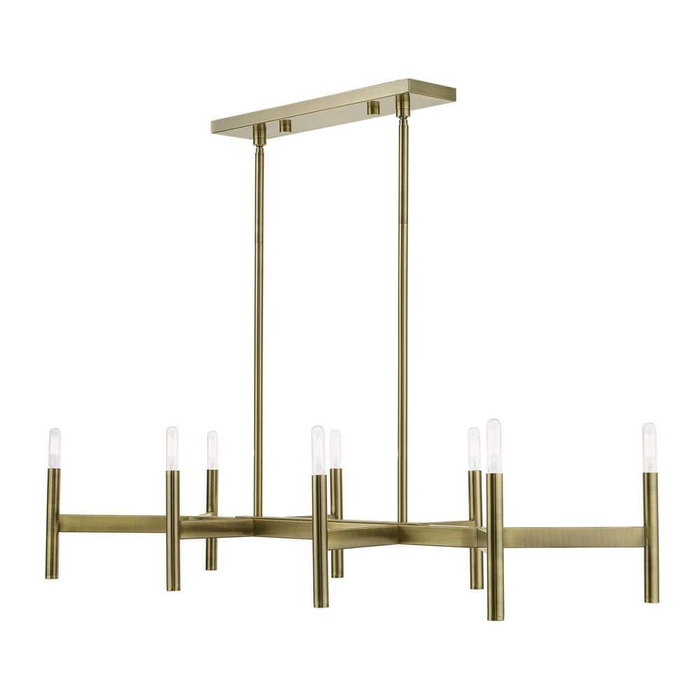 Copenhagen Antique Brass 8-Light Linear Chandelier