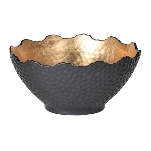 A & B Home Metro Gilded Gold Black Large Bowl
