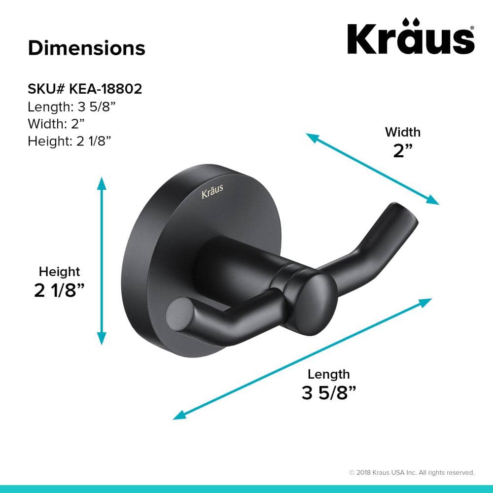 Matte Black Modern Double Wall Mounted Robe Hook