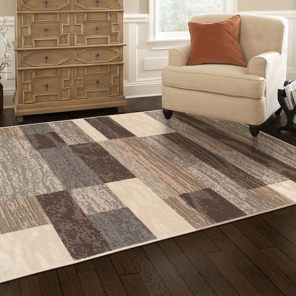 Rockwood Slate 6 ft. x 9 ft. Geometric Patchwork Polypropylene Area Rug