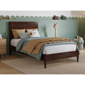 Berkshire Walnut Brown Solid Wood Frame Twin Low Profile Platform Bed