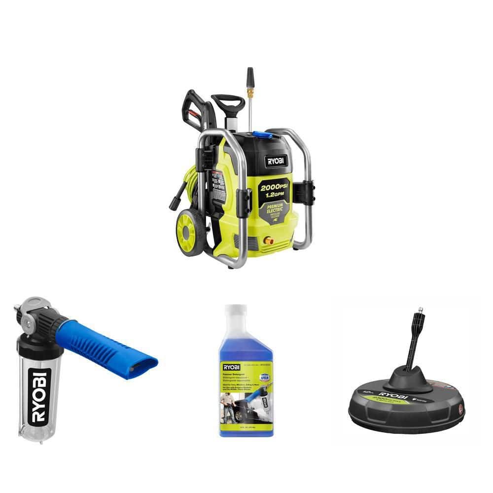 RYOBI 2000 PSI 1.2 GPM Electric Pressure Washer, Foam Blaster, 16