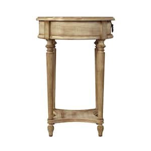 Jules 17.5 in. W Beige Round Wood 1 Drawer End Table