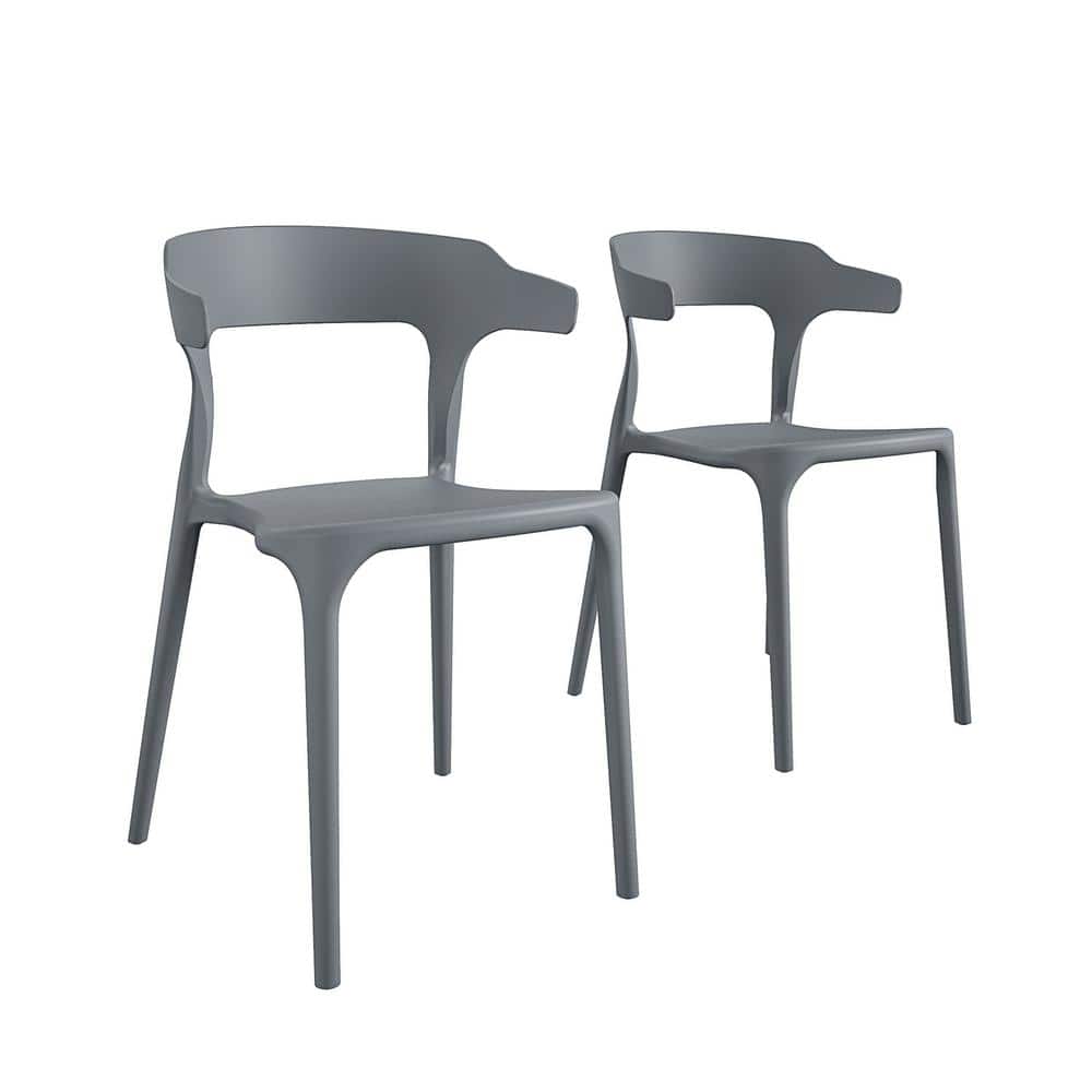 Novogratz Felix Stacking Dining Chairs, Indoor/Outdoor, Charcoal ( 2