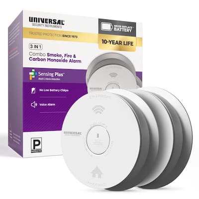 2-Pack 10-Year Battery Combination Smoke and Carbon Monoxide Detector with Voice Alarm and LED Warning Light