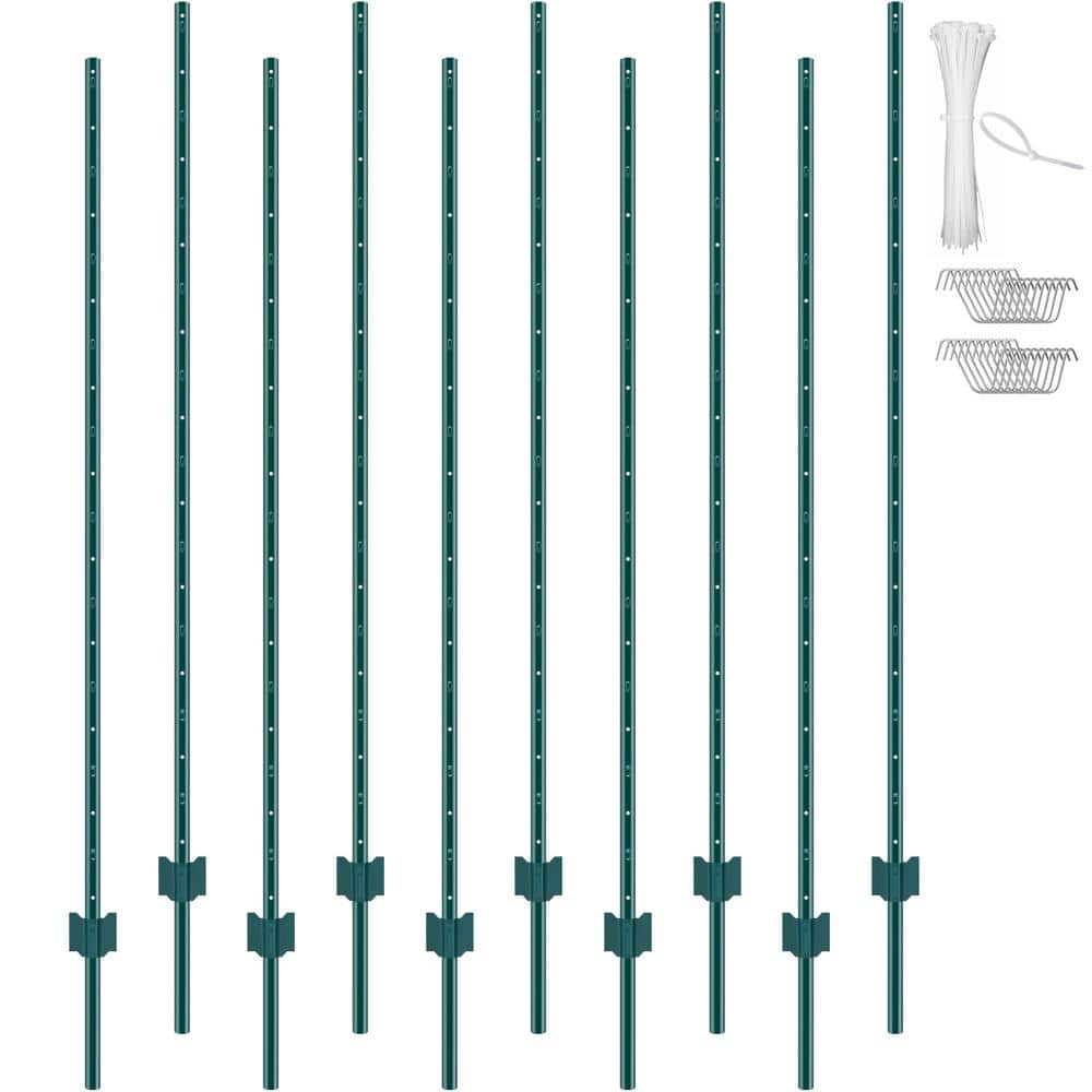 6 ft. Fence Post, T-Post Heavy-Duty Metal Fence Posts, Sturdy Steel Fence Stakes for Garden Yard, Lawn, Green (10-Pack) price history on PriceWatchPro