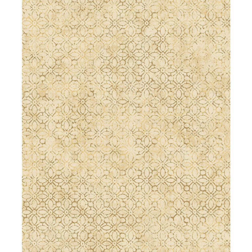 Khauta Gold Floral Geometric Non-Woven Wallpaper Roll
