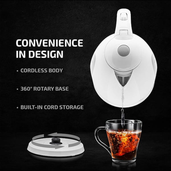 OVENTE 7-Cup BPA-Free White Electric Kettle with Auto Shut Off