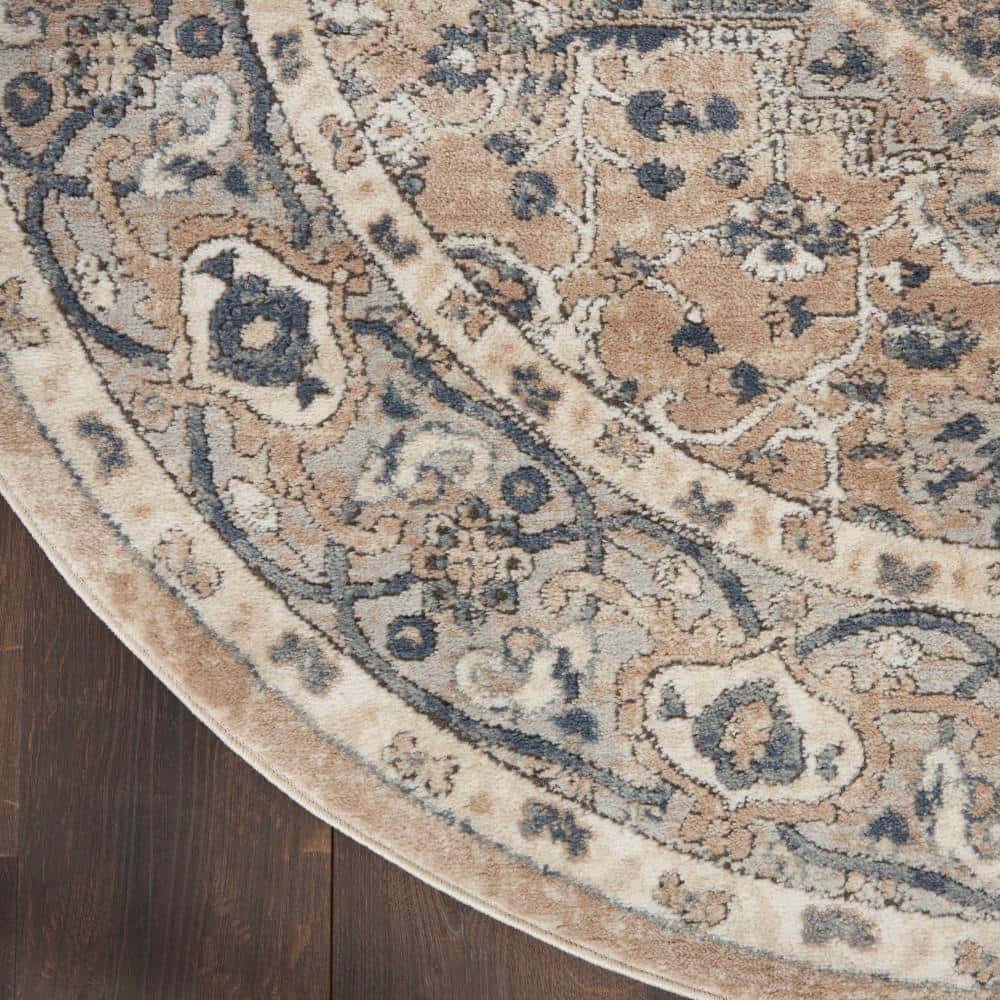 Concerto Beige and Gray Round Persian Area Rug