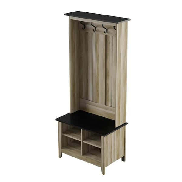 Twin Star Home Autumn Driftwood Hall Trees with Storage Bench