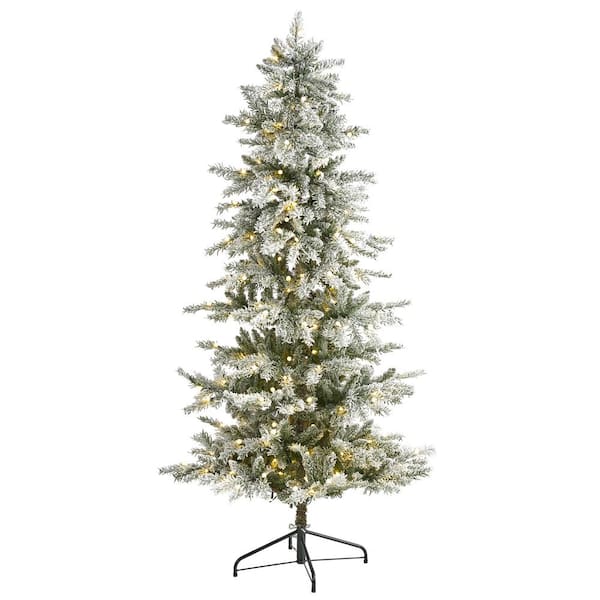 Nearly Natural 6.5' Slim Christmas Tree w/Remote Control 