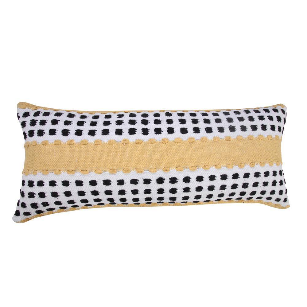Metropolitan Yellow Black White 36" Industrial Woven Lumbar Pillow