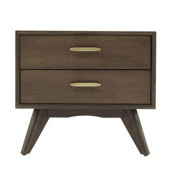 Benjara 24 in. 2-Drawer Dark Gray Wooden Nightstand