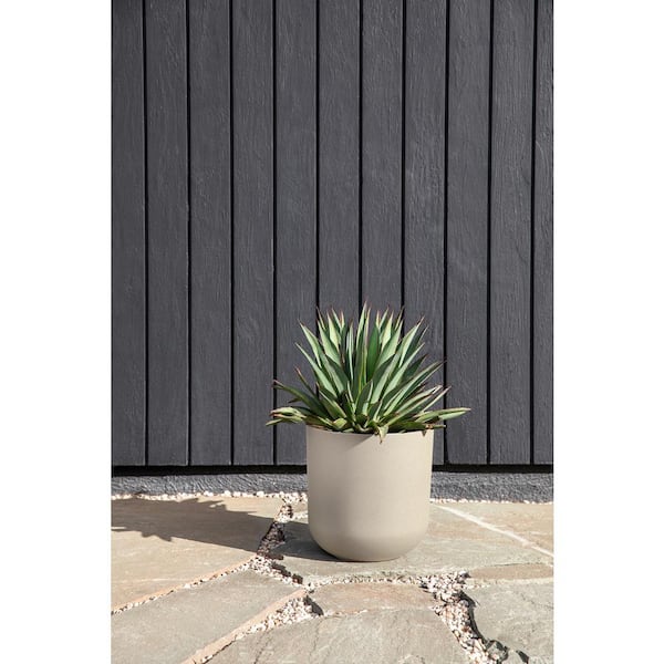 Kona Medium Sand Plastic Round Planter with Drainage Holes and All Weather Resistant (10 in. L x 10 in. W x 10.25 in. H)