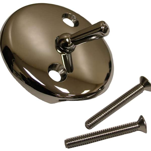 JONES STEPHENS 2-Hole Bathtub Waste and Overflow Faceplate with Trip Lever and 2 in. Screws in Chrome