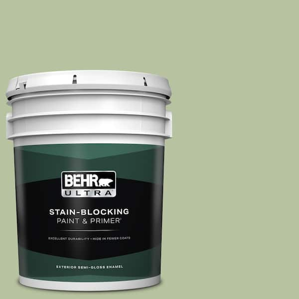 BEHR ULTRA 5 gal. #M380-4 Chopped Dill Semi-Gloss Enamel Exterior Paint & Primer