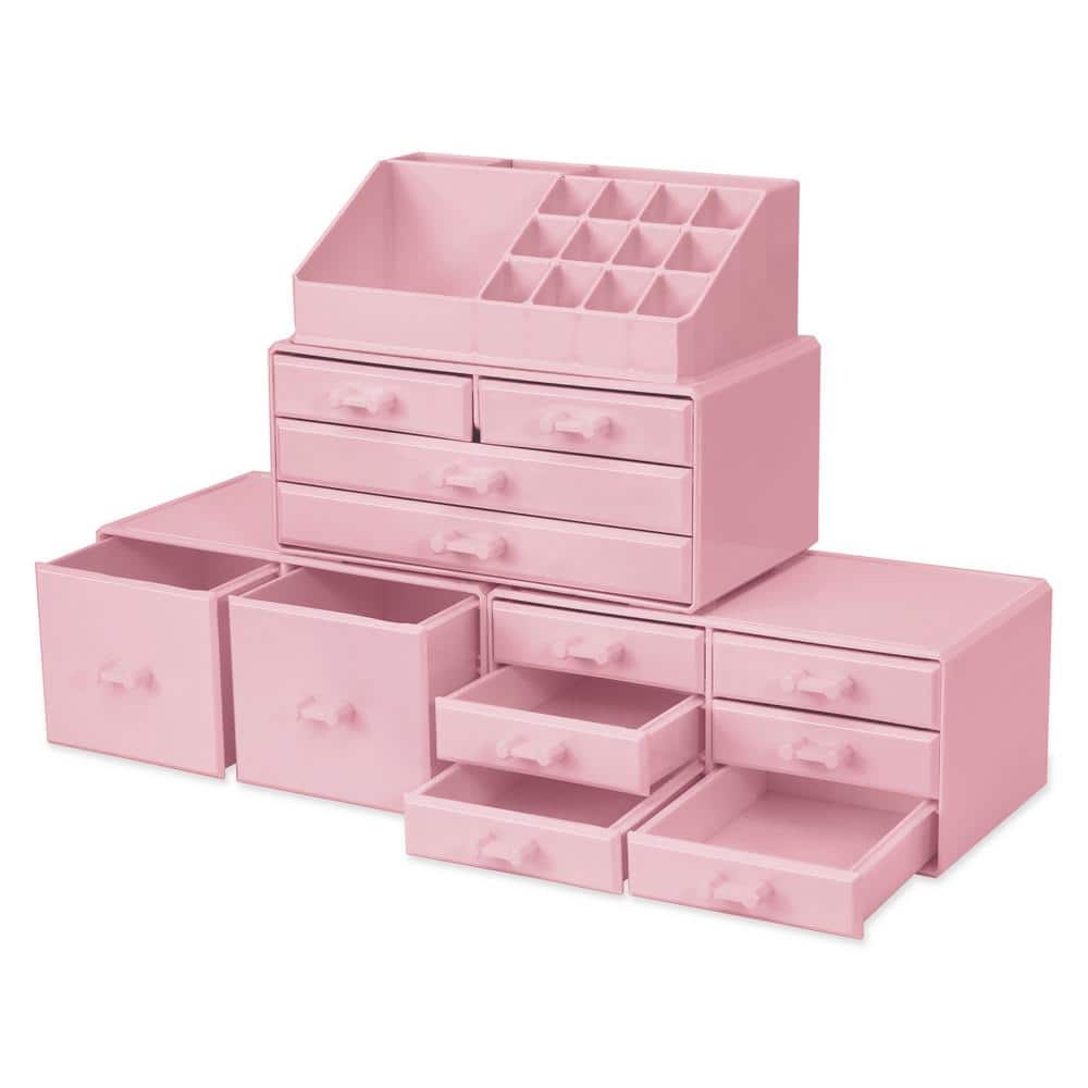 Large Makeup Organizer - Stackable 12 Drawers for Jewelry, Cosmetic and Ski