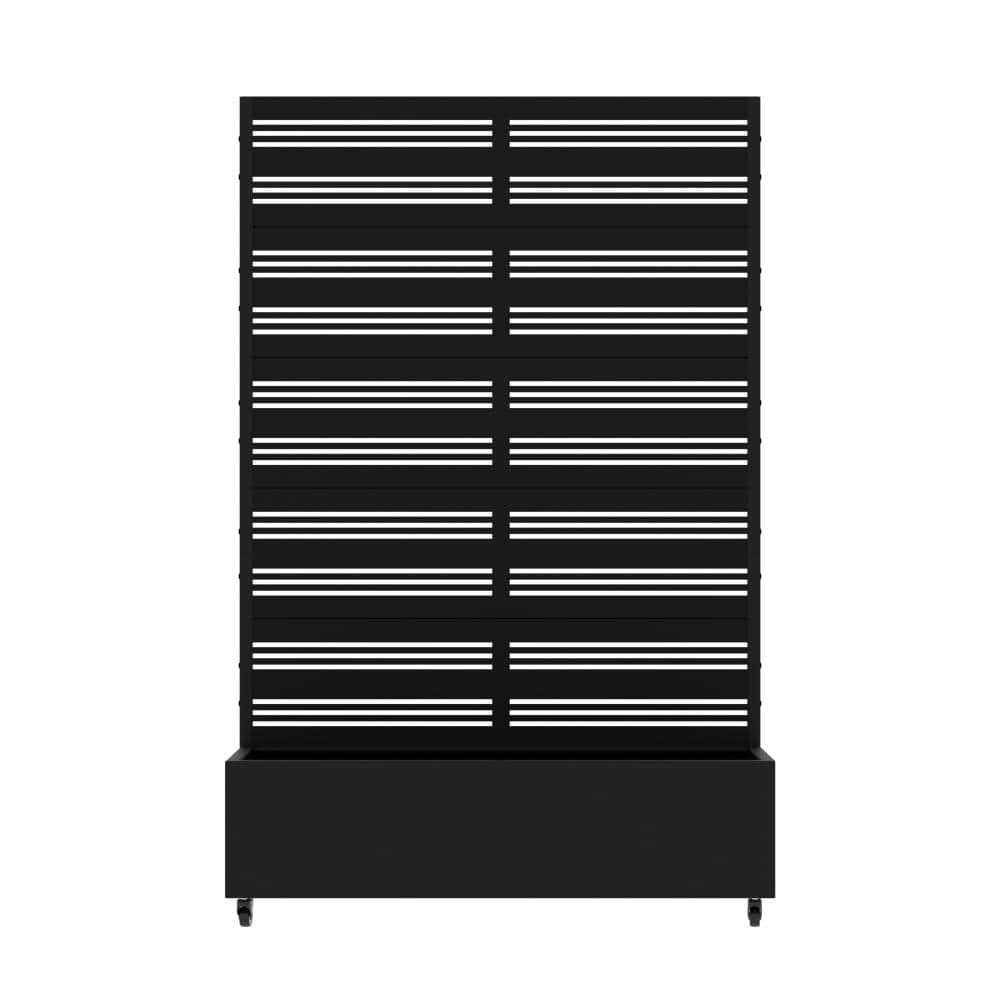47 in. L x 16 in. W x 72 in. H Black Rectangular Outdoor Iron Planter with Classic Louver Trellis (1-Pack) price history on PriceWatchPro