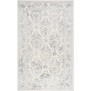 Krause Faded Floral Gray 4 ft. x 6 ft. Area Rug