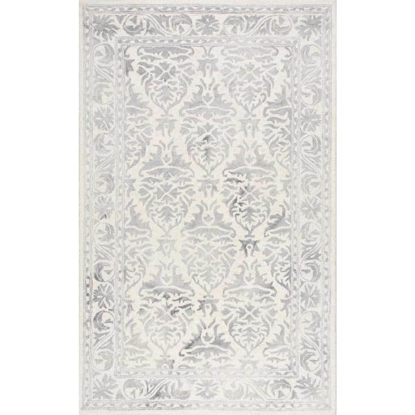 nuLOOM Krause Faded Floral Gray 4 ft. x 6 ft. Area Rug VCDD03B-406 