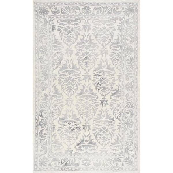 nuLOOM Krause Faded Floral Gray 6 ft. x 9 ft. Area Rug