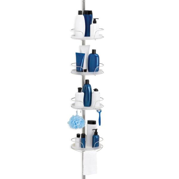 Glacier Bay Tension Pole Shower Caddy in White with 4-Shelves