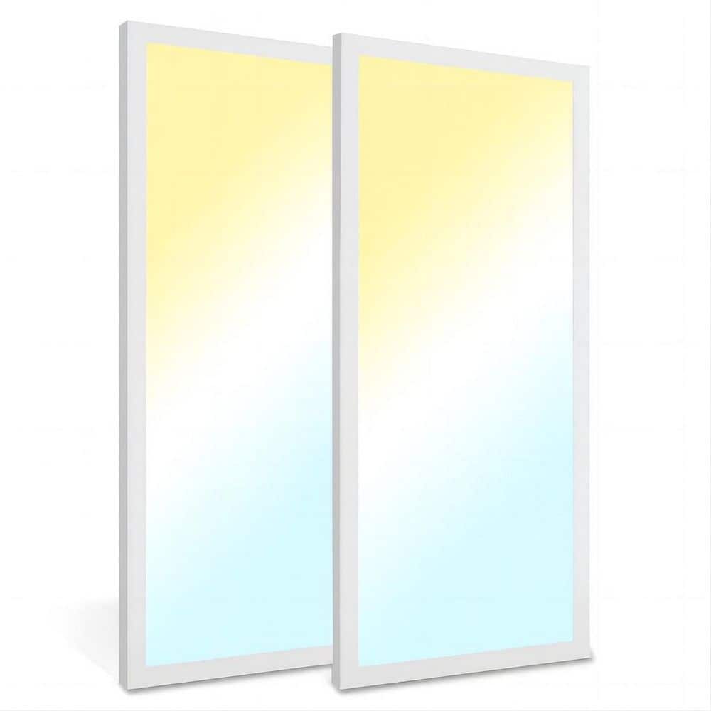 24 in. Integrated LED Semi-Flush Mount Ceiling Light, 2880LM Dimmable Flat Panel Fixture, 5CCT Adjustable, 2-Pack price history on PriceWatchPro