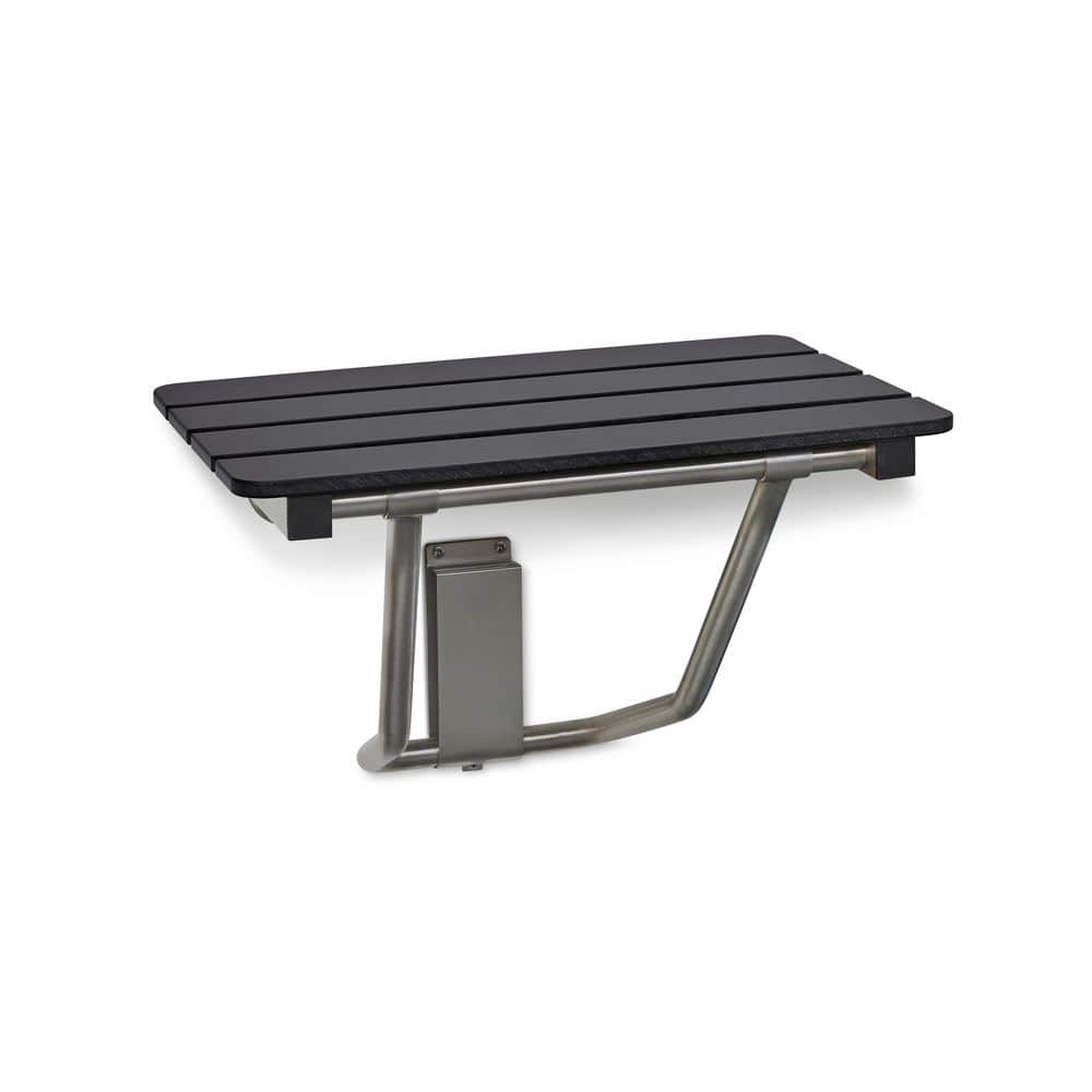28-inch x 15-inch ADA Folding Wall Mount Bathroom Shower Seat Bench, Black Slatted Phenolic Seat price history on PriceWatchPro