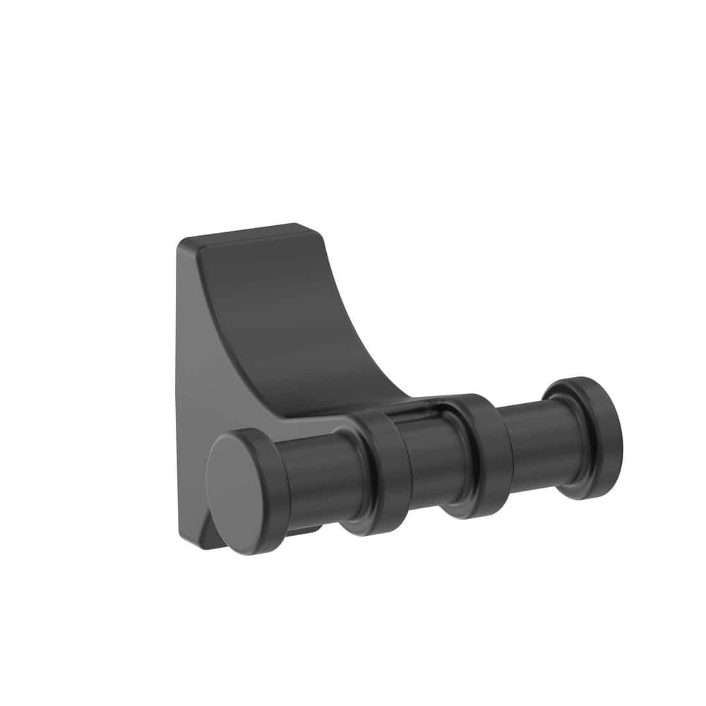 Matte Black Double Prong Wall Mounted Robe Hook