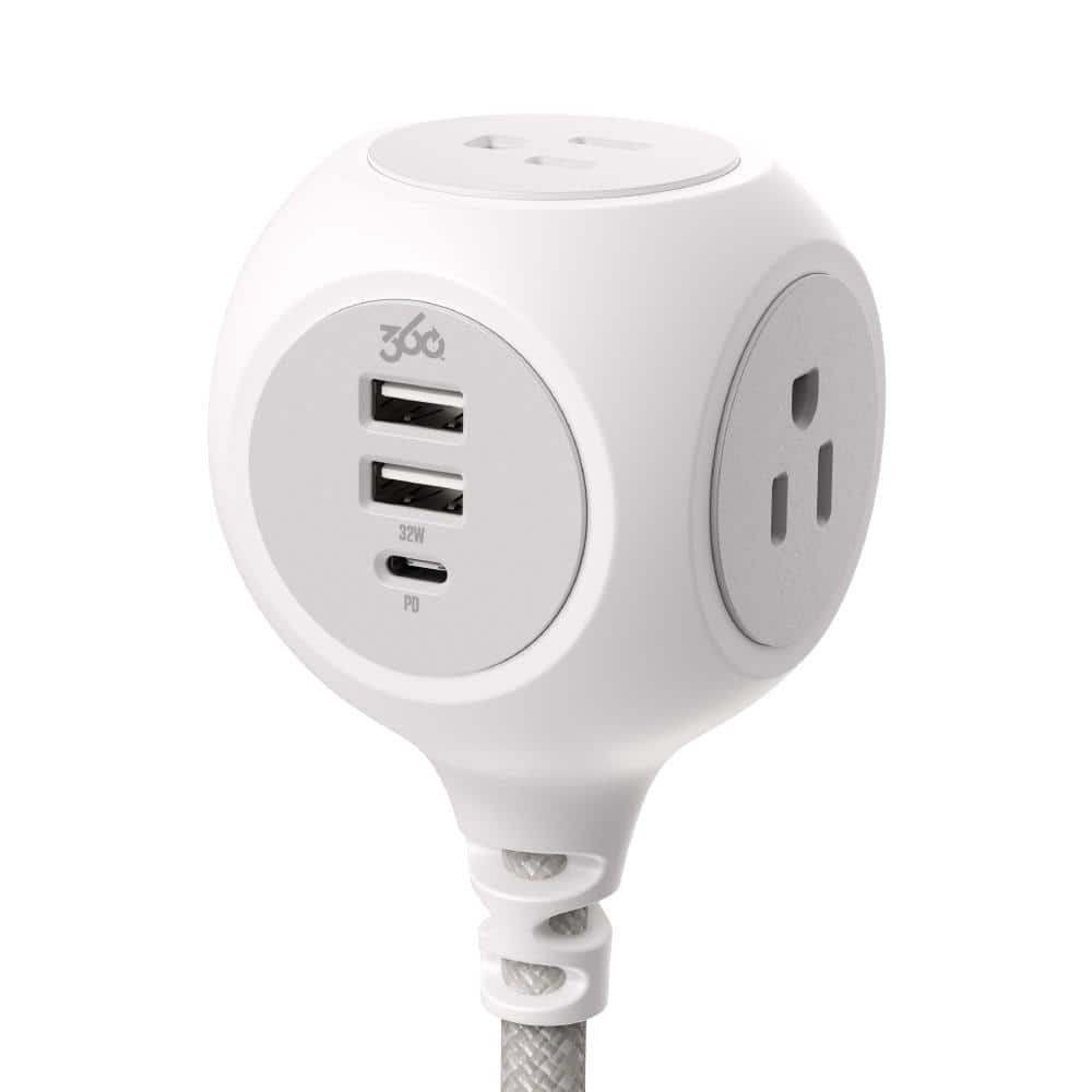 PowerBall 32W Braided 3-Outlet Charging Hub with 2 USB-A ports and 1 USB-C 