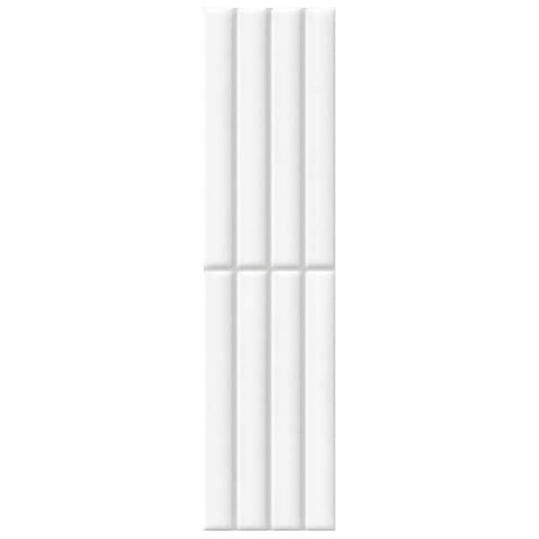 Spanish Lingot 4 in. x 12 in. x 9mm 3D Glazed Fluted Porcelain Wall Tile White-Sample