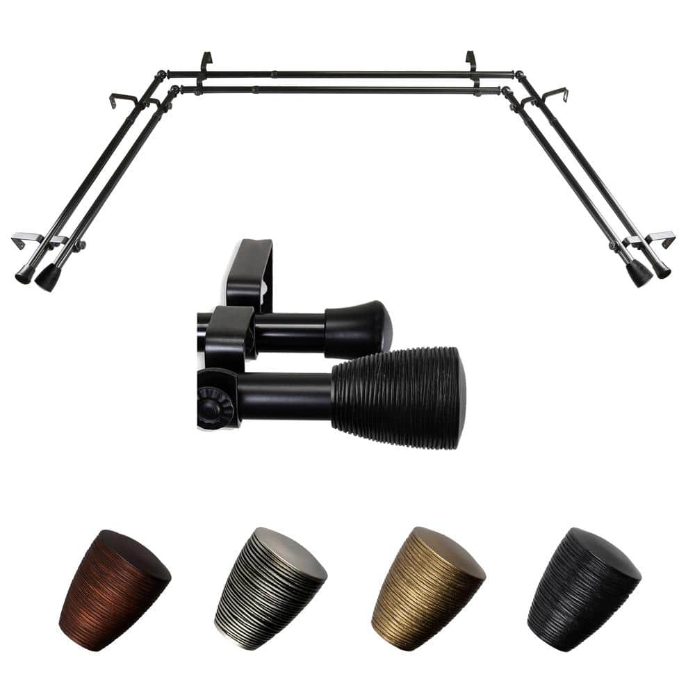 EMOH Senna 2036 in. sides, 3872 in. center Adjustable Bay Window Double Curtain Rod 13/16 in