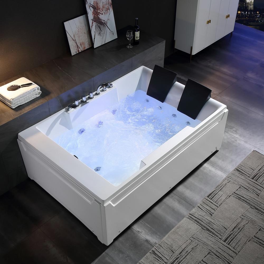 Modern White Acrylic 72'' x 48'' Alcove Whirlpool Bathtub