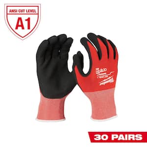 Large Red Nitrile Level 1 Cut Resistant Dipped Work Gloves (30-Pack)