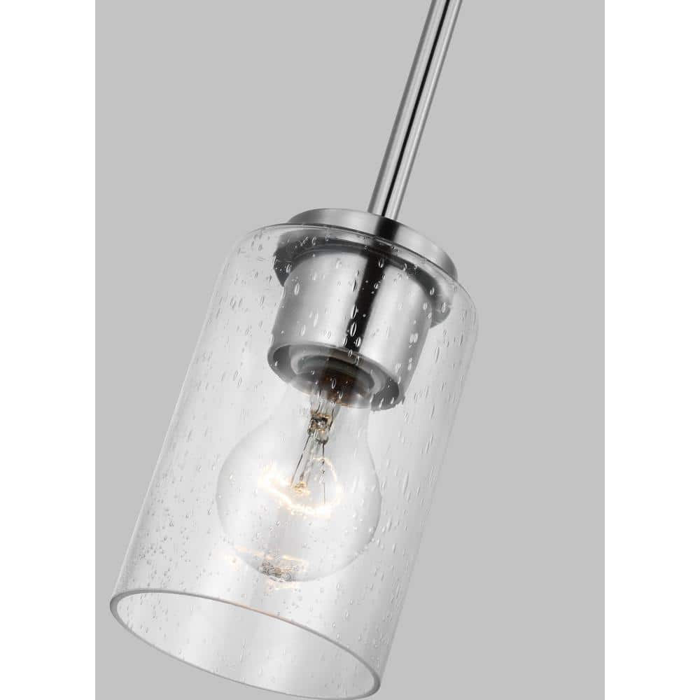 Oslo Brushed Nickel Mini Pendant with Clear Seeded Glass