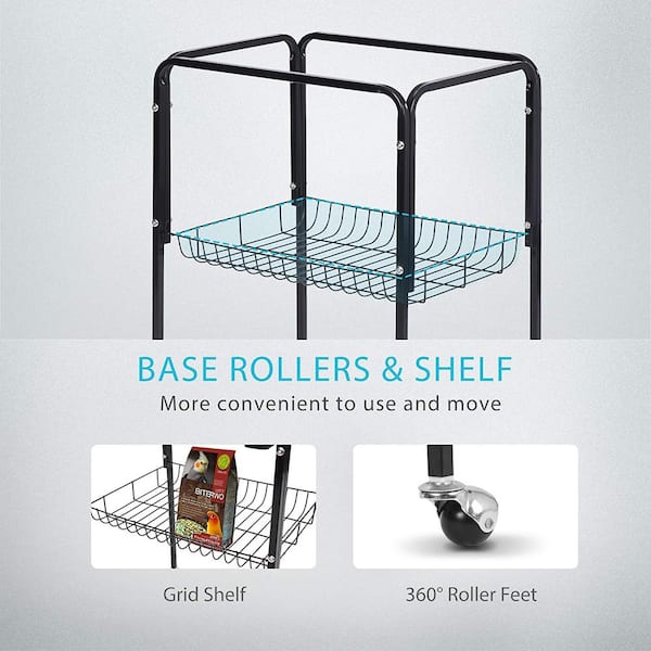 VIVOHOME 53 in. Wrought Iron Large Bird Cage with Rolling Stand X002BVL50V  - The Home Depot