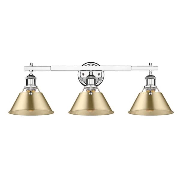 Golden Lighting Orwell 27.25 in. 3-Light Chrome and Brushed Champagne Bronze Vanity Light