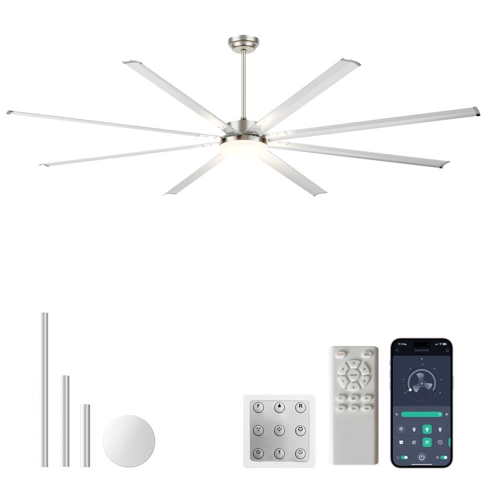 96 in. Industrial PM DC Motor Ceiling Fan with Light 8-Aluminum Blades ,6-Speed Remote Control, Adjust Height, Sliver price history on PriceWatchPro