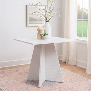 Nedra White Wood 32.28 in. Pedestal Dining Table Seats 4