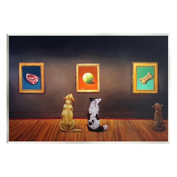 Stupell Industries Funny Dog Museum Gallery Animals by Lucia Heffernan 1-Piece Unframed Animal Graphic Art Print 15 in. x 10 in.