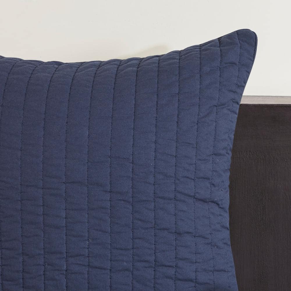 Navy Embroidered Cotton Euro Sham with Hidden Zipper