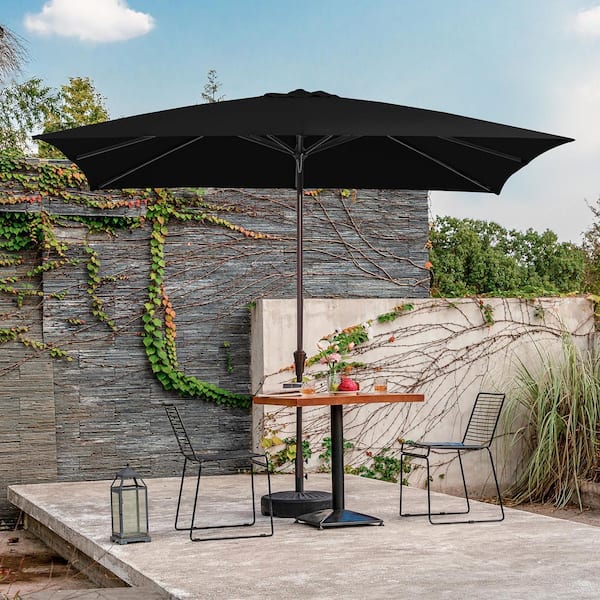 JEAREY 8 ft. x 10 ft. Steel Rectangular Market Umbrella in Black