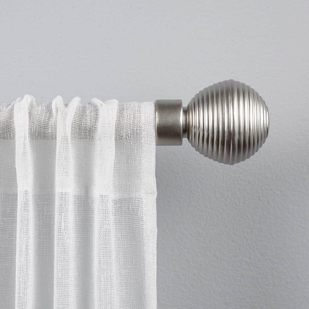 Matte Silver Adjustable Curtain Rod with Sphere Finials