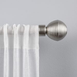 Modern Layer  66 in. - 120 in. Adjustable 1 in. Single Curtain Rod Kit in Matte Silver with Finial