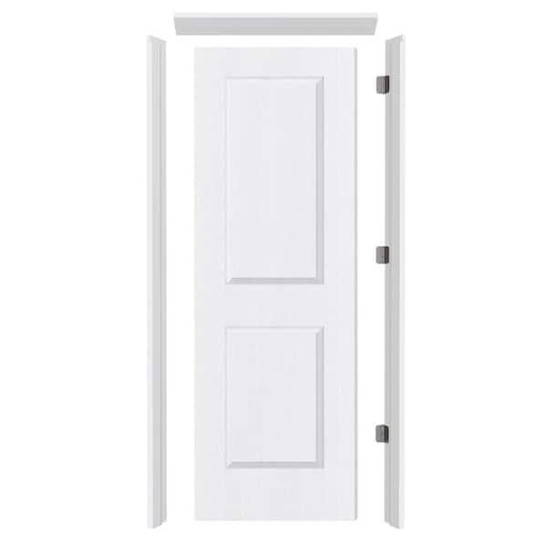 30 in. x 80 in. 2 Panel, Hollow Core, Composite, White Primed, Prehung Interior Door Right-Handed with Jamb and Hardware