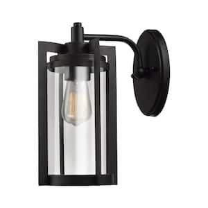 Theo Bronze Farmhouse Outdoor 1-Light Wall Sconce, Clear Glass Shade