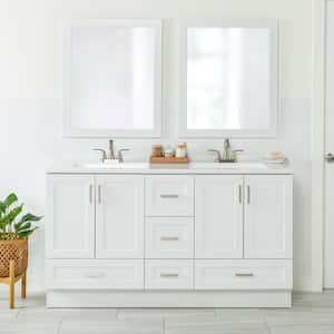 Maybell 61 in. W x 19 in. D Double Sink Bath Vanity in White with White Cultured Marble Top