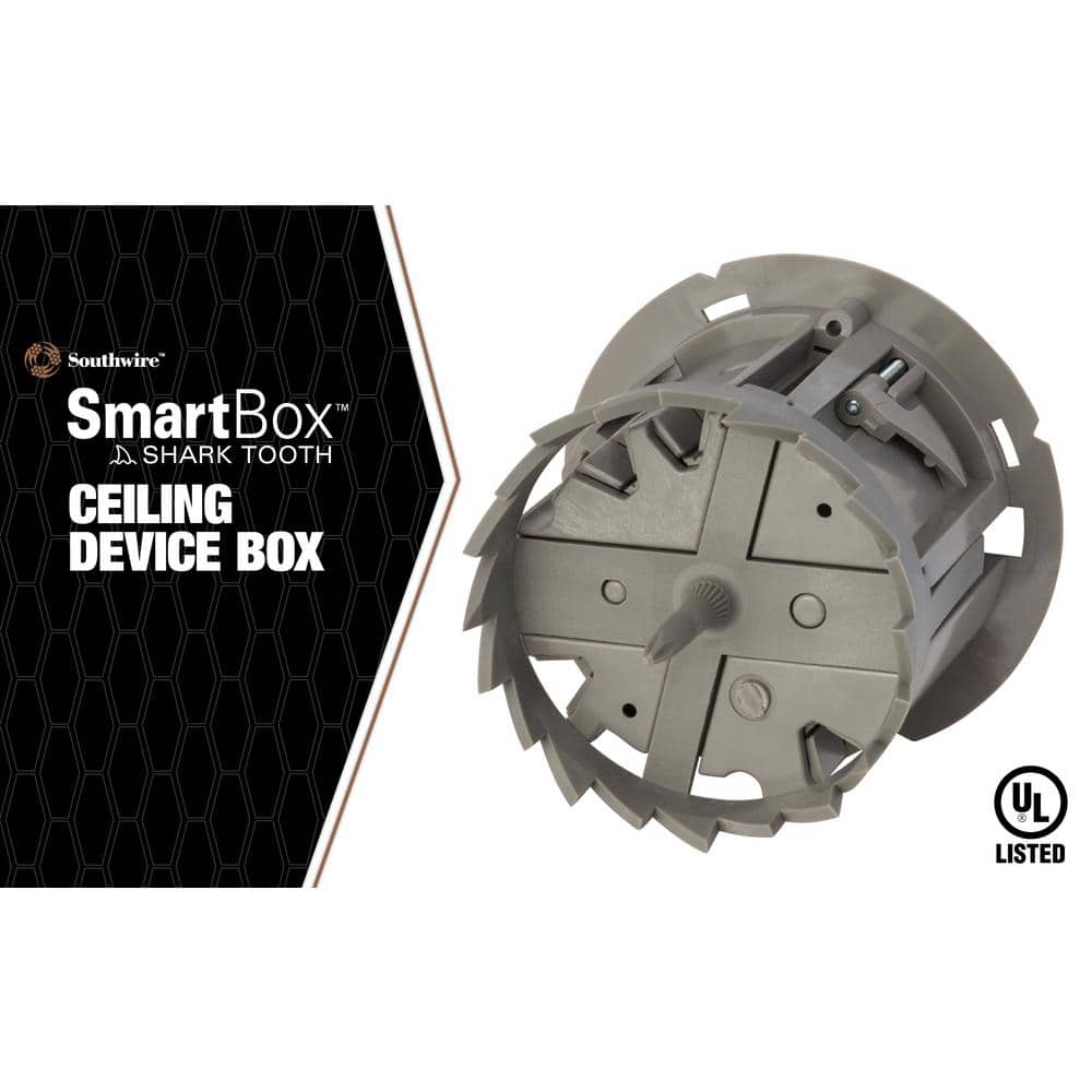 Gray Polycarbonate Round Ceiling/Wall Electrical Box with Hole Saw